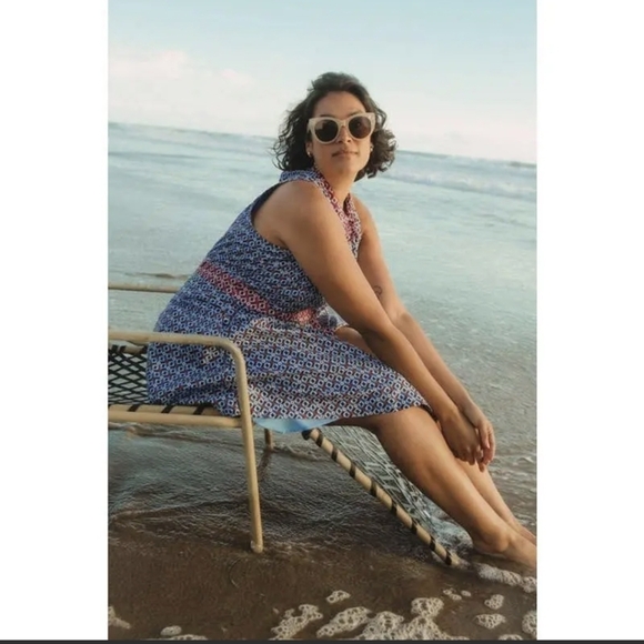 Anthropologie Maeve sz.6 Buckley Mini Dress  Button Front Pockets Geometric Boho - Picture 2 of 15